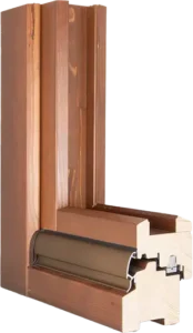 Sezione angolare serramento in legno
