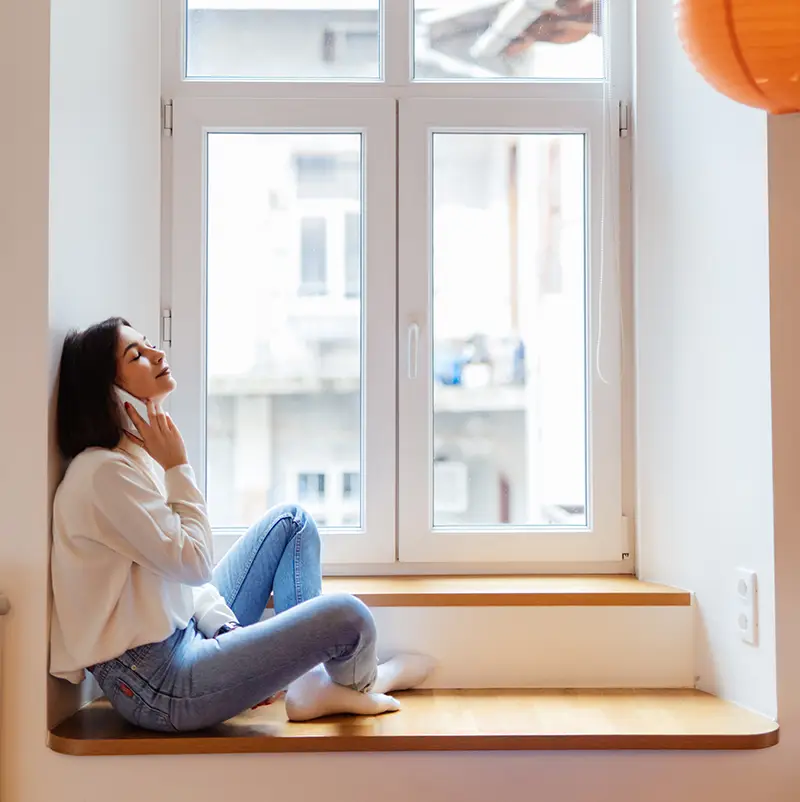 Vista interna di una finestra in PVC
