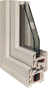 Sezione angolare serramento in PVC